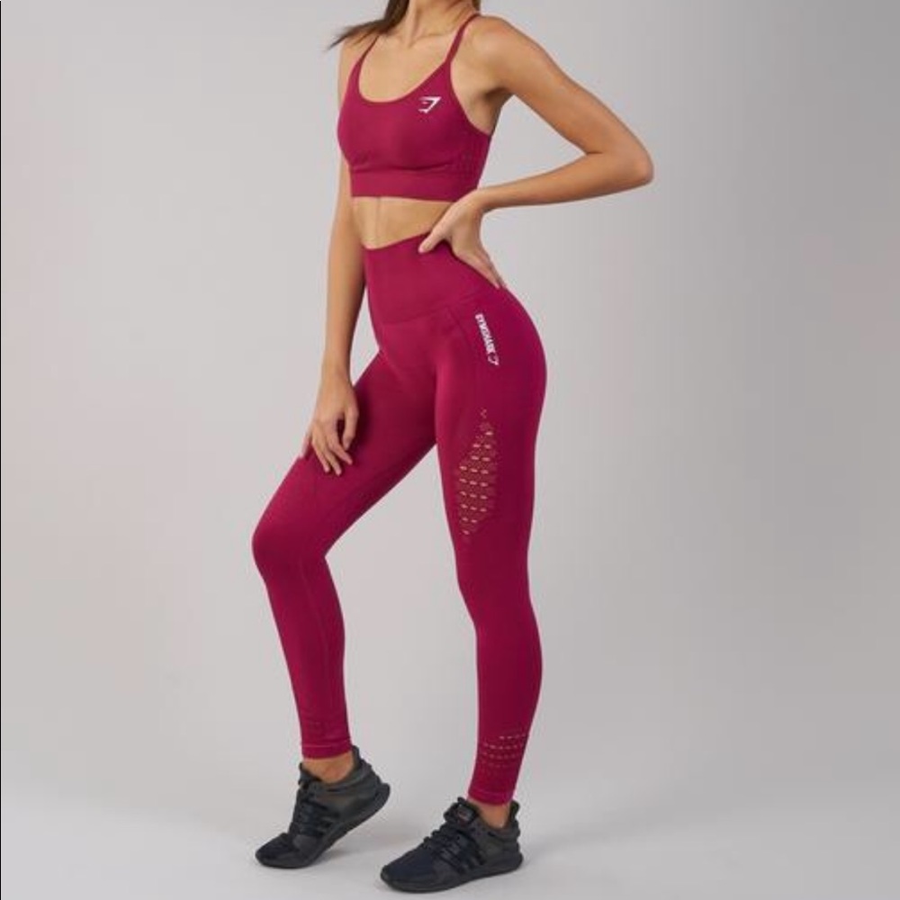 red seamless gymshark leggings